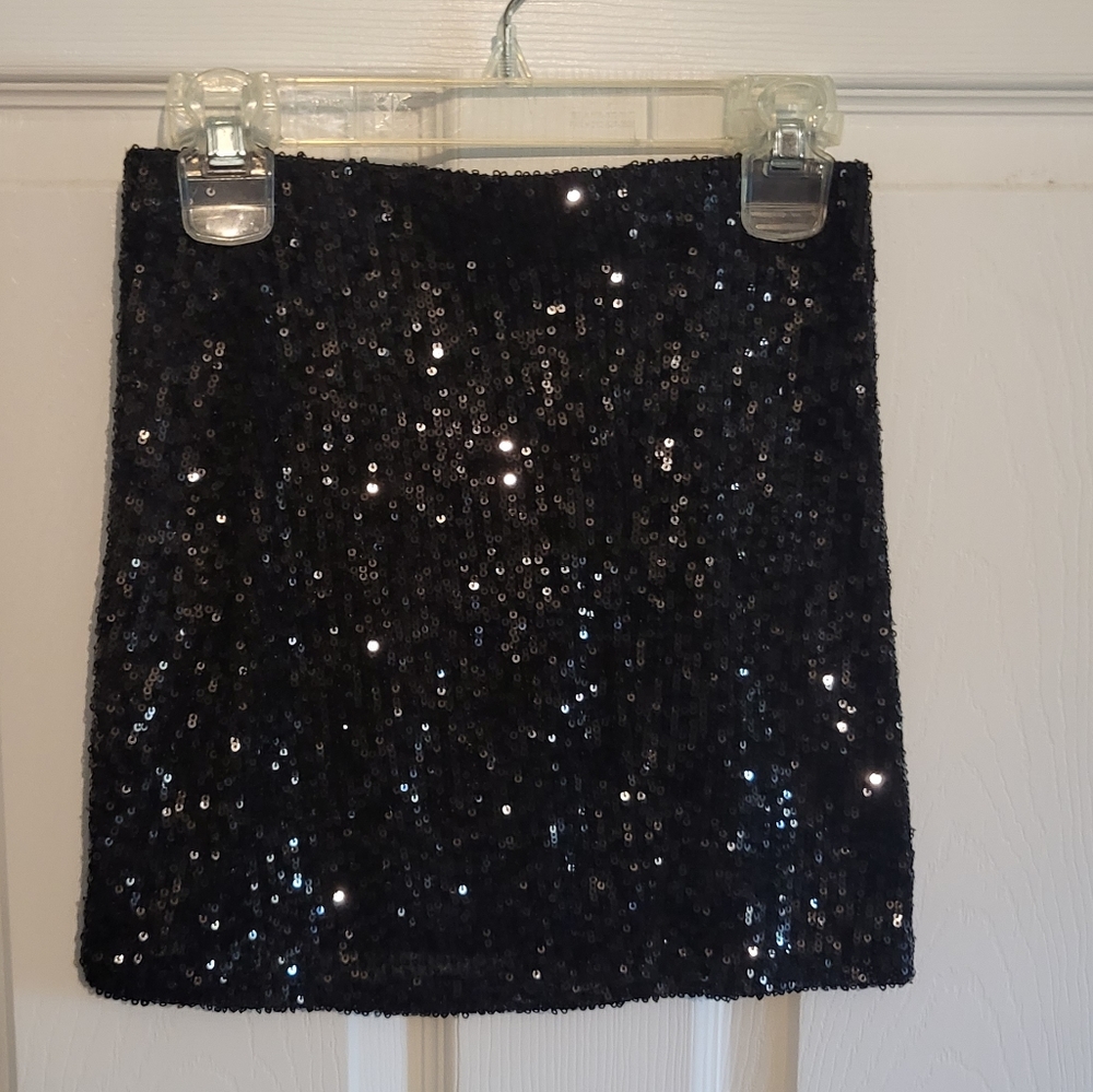 Black sequin girls mini skirt